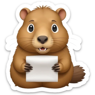 emoji of capibara chewing white paper, full height sticker