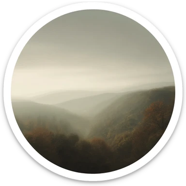 Dull-colored dusky romantic vintage aesthetic  landscape circle  sticker