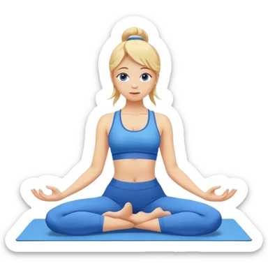 blonde haired girl in blue outfit doing yoga sticker