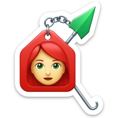 Tag vermelha com uma flecha pra cima verde do lado sticker