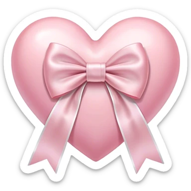 Pastel pink heart with white bow sticker