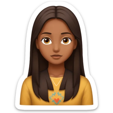 Uma menina morena de Costas com o cabelo solto, o cabelo dela é longo, liso e castanho escuro sticker