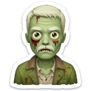 zombie with white mustahe sticker