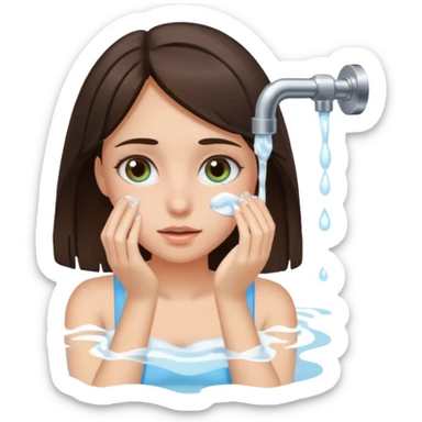 Brunette girl washing her eyes sticker