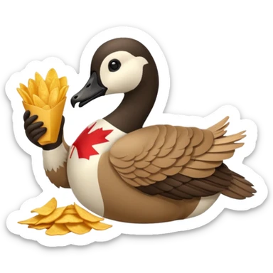 The Canada Goose Is Eating Lots Of Chips In Thanksgiving Day Meal sticker