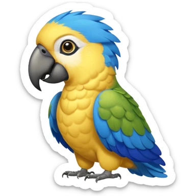 Pappagallo giallo e blu con il giallo sul petto le ali e la coda blu e la fronte poco poco verde sticker