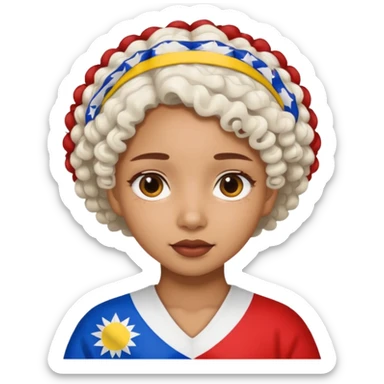 white curly hair brown girl pinoy flag sticker