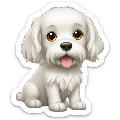 Kleiner weisser Hund mit langen Haaren sticker