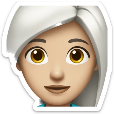Female doctor, white skin, blue eyes, long brown hair sticker