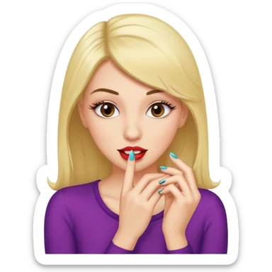 Woman biting her nail ideas a flirty way sticker