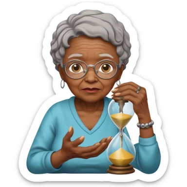 black grandma holding hourglass sticker