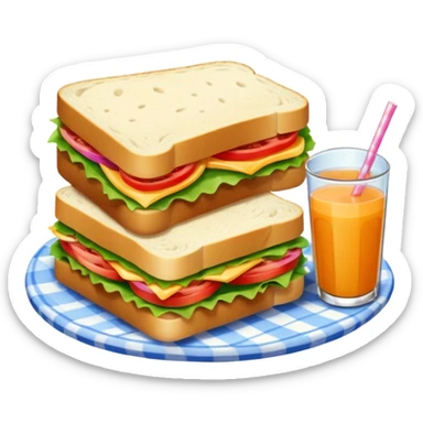 picnic with sandwiche and juice sticker