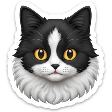 Cute cat black and white stain sticker