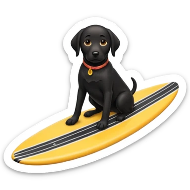 black lab riding surfboard sticker