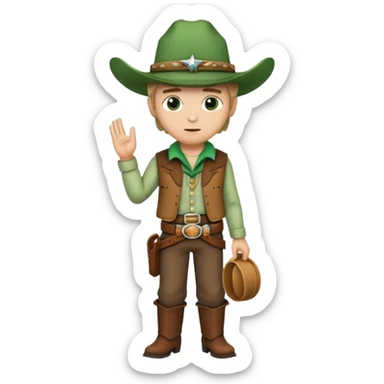 Cowboy wearing a green hat no star, western outfit sticker