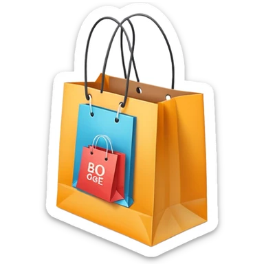 shopping bags with BOGO label, Buy One Get One Free promotion sticker