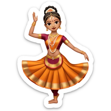 cinematic-realistic-bharatanatyam-dance-emoji,-depicted-as-an-elegant-classical-indian-dance-performance-with-graceful-poses,-intricate-costumes,-and-expressive-hand-gestures,-rendered-with-rich-textures-and-warm-dramatic-lighting, single dancer sticker