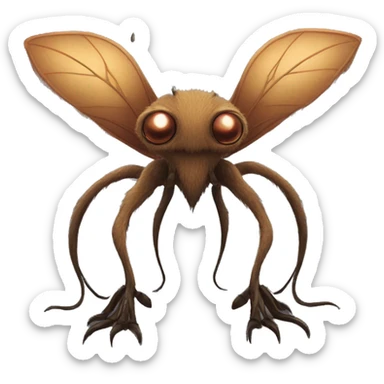 Brown furry alien beast with tendrils on its side, 4 clawed legs, and black eyes and insectoid wings and a long tail  sticker