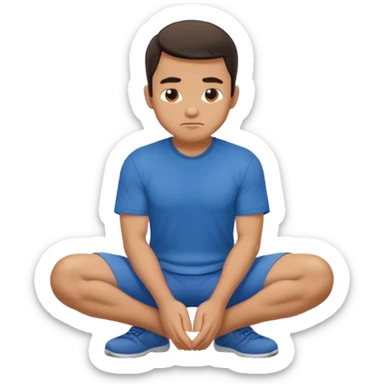 A regular man squatting with his hands on his knees sticker