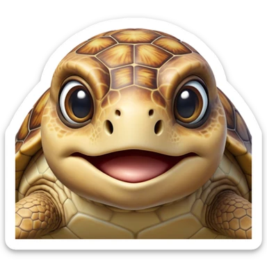 Cinematic Realistic Comical Sea Turtle Portrait Emoji, Head tilted dramatically with an exaggeratedly amused expression, featuring a robust, intricately patterned shell and wide, expressive eyes filled with playful disbelief, rendered with vibrant, lifelike detail and natural coastal light; high shine, dramatic yet playful, styled with an air of cheeky marine mischief, soft glowing outline, capturing the essence of a spirited and over‐the‐top sea turtle that looks ready to bob its way into viral fame! sticker