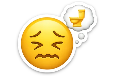 emoji stile iphone che riguarda l'argomento "stipsi/andrò al bagno oggi?", iperrealistico 4k sticker