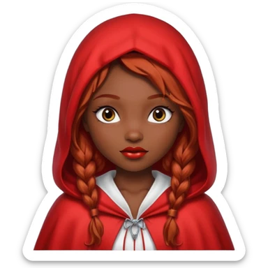 Little red riding hood African American with black with straight long wavy hair and long eyelashes  sticker