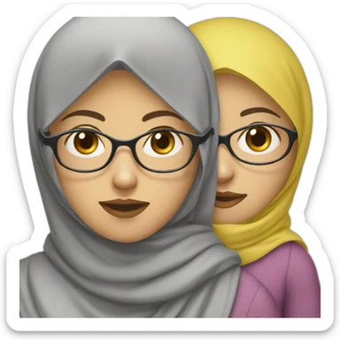 Mum with hijab and glasses and white skin holding fruits sticker