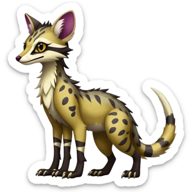 Feral Rare Fantasy dark vibrant Vernid-Sergal-Genet-species-animal-creature by LiLaiRa, random markings, tufted ears, full body, 4 legs sticker