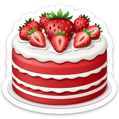 a red strawberry cake sticker
