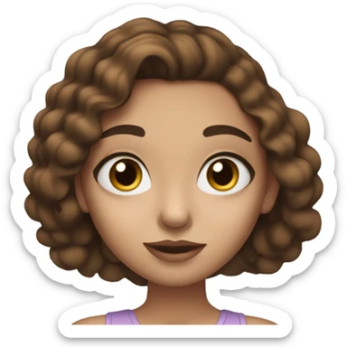 Girl doing makeup on white skin while having Brown hair and blue eyes and freackles sticker