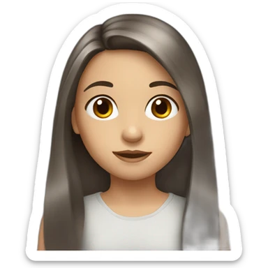 girl 10 years with  very long brown hair and grey eye sticker