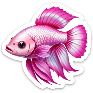 pink and white betta fish swimming in water sticker