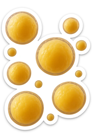 adipociti (cellule gialle) anatomiche realistiche fluttuano in aria, iperrealistico 4k sticker