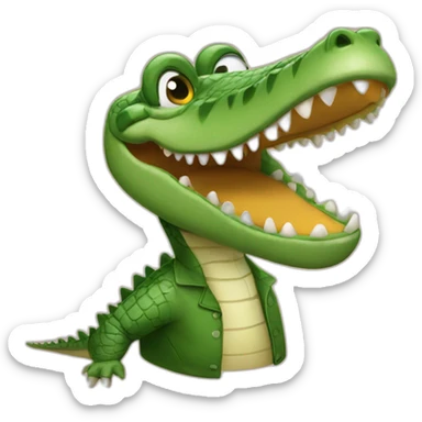 crocodile wearing a bob wig sticker