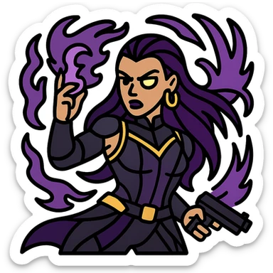 Add a glowing eye to blind enemies with a color scheme of black and purple accents, keep the background transparent. sticker