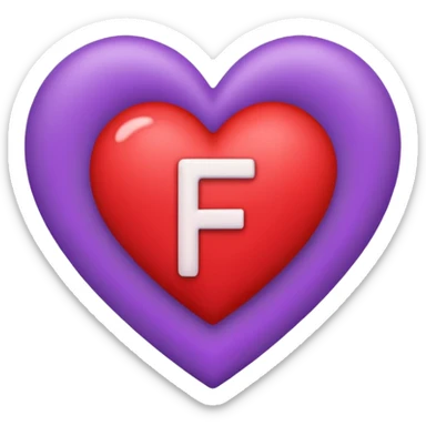 un corazon rojo CON LA LETRA F  DE COLOR LILA EN EL CENTRO sticker