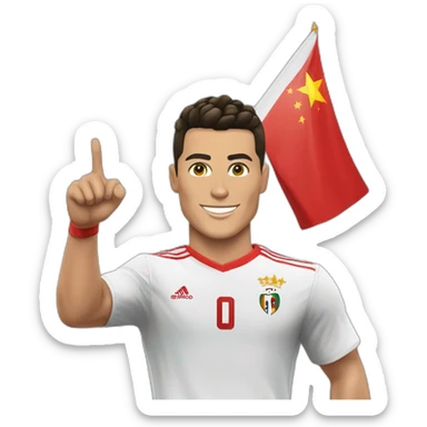 Cristiano Ronaldo avec le drapeaux les l Albanie sur les mains sticker