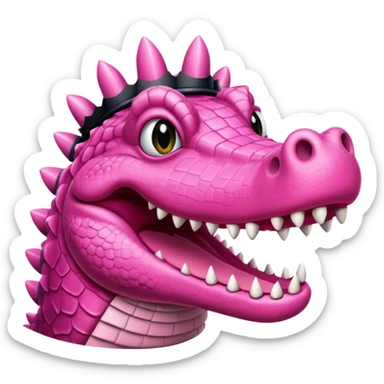 pink crocodile with a tilted black crown sticker