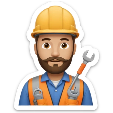 factory worker man with beard sticker