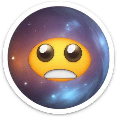 planet Sun with a cartoon large face with big kind eyes sticker