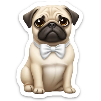 A pug with a white bow on its head  sticker