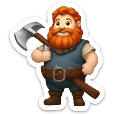 Fat redhead dwarf holding beer and pickaxe sticker