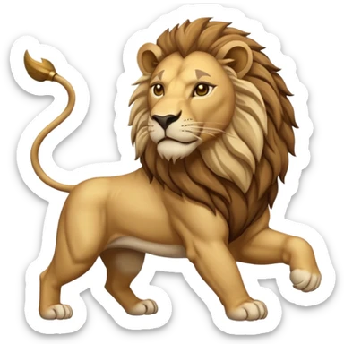 An emoji of a majestic lion from ancient Assyrian art, shown in a hunting scene. sticker