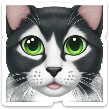Black and white cat with green eyes  sticker