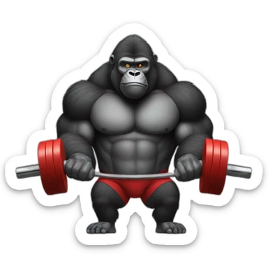 Very buff Gorilla lifting weights gym sticker