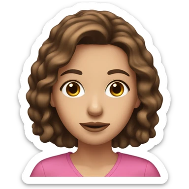 Pretty brown haired woman with brown eyes holding a pink weed pen  sticker