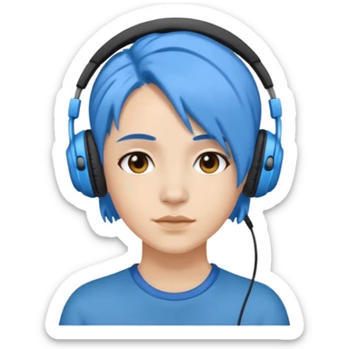 blue haired earringed heaphone wearing sticker