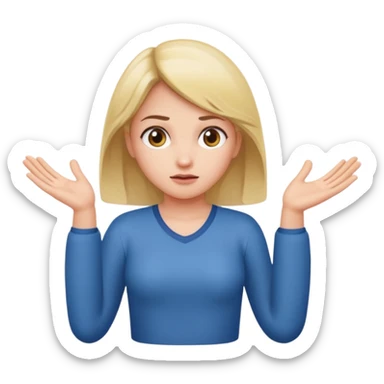 A girl shrugging his shoulders with a 6 above his left hand and a 7 above his right hand. sticker