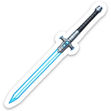 lightsaber with glowing blue blade and simple hilt sticker