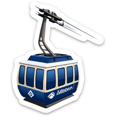 create a cablecar emoji in winter with the logo of Bergbahnen Adelboden Lenk. make it navy dark blue. no yellow. and add the words in white: Lenk  sticker